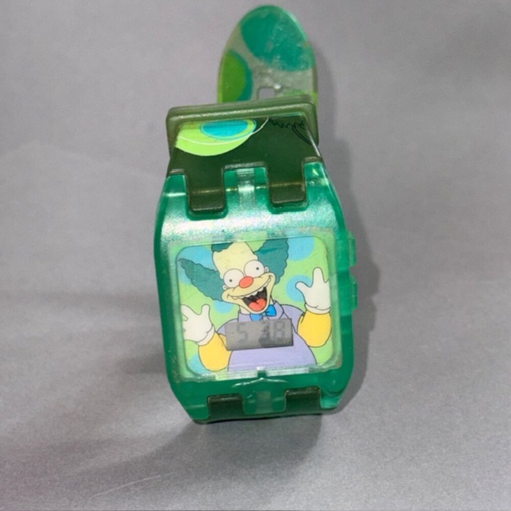 Vintage Simpsons Krusty Clown Watch Wristwatch Cartoon Retro Digital Green RARE